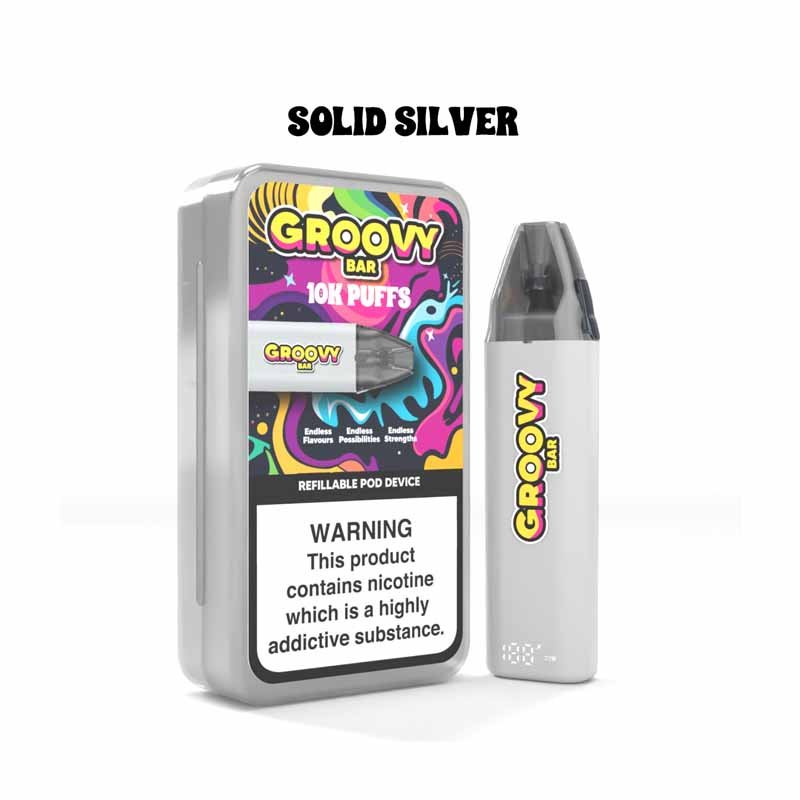 solid silver Halloween Special – Groovy Bar Kit + 3 Pods + 3 E-Liquids – Now Only £19.99 - Image 3